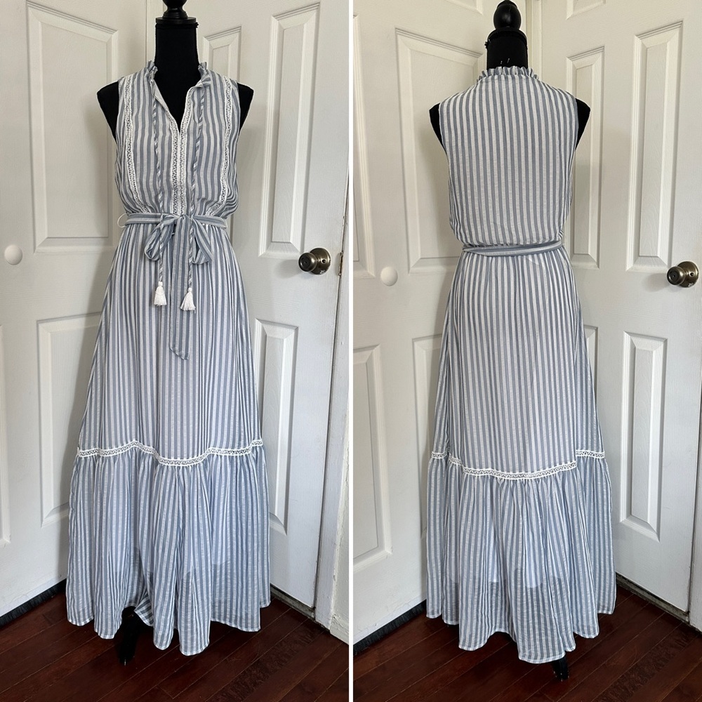 Love Colette Blue and White Stripped Maxi Dress